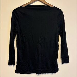 Reiss Black Fitted Boat Neck Top